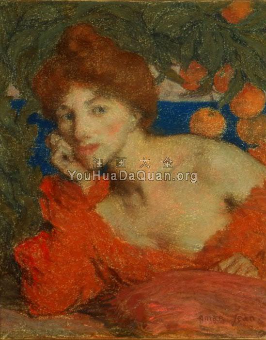 Sous les Orangers (Femme a Amalfi) , Translated title: Under the Orange Ttrees (Woman in Amalfi) - 埃德蒙·弗朗索瓦·阿曼·杰